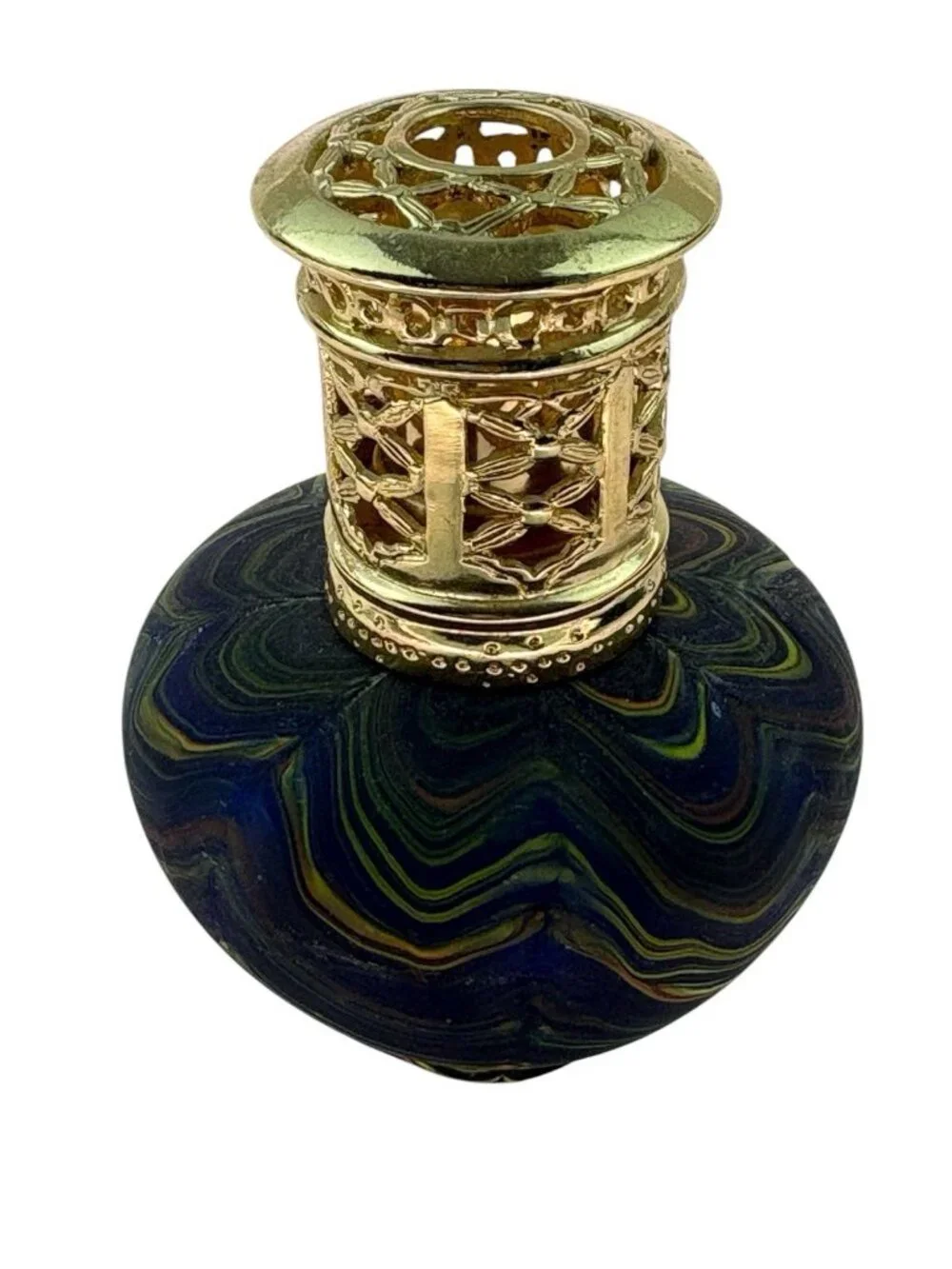 *La-Tee-Dah Catalytic Fragrance Lamp Glass Tapered Lip Gray Multi Ornate Crown